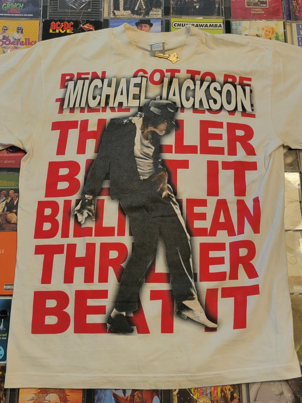 Michael Jackson Thriller Graphic Tee - White with Red & Black Print